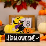 One Piece of Halloween Wooden Decoration Dwarf Pumpkin Ghost Ornament with Multiple Styles Available Color-C