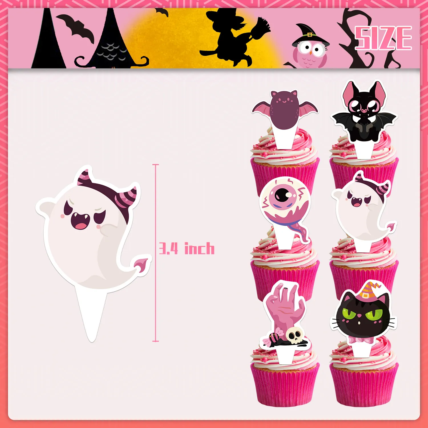 15pcs Pink Cute Halloween Party Decorations Set   image 6
