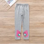 Kid Girl Butterfly Print Fleece Lined Polka Dots/Solid Color Leggings (thicker blue, slightly thinner gray) Grey