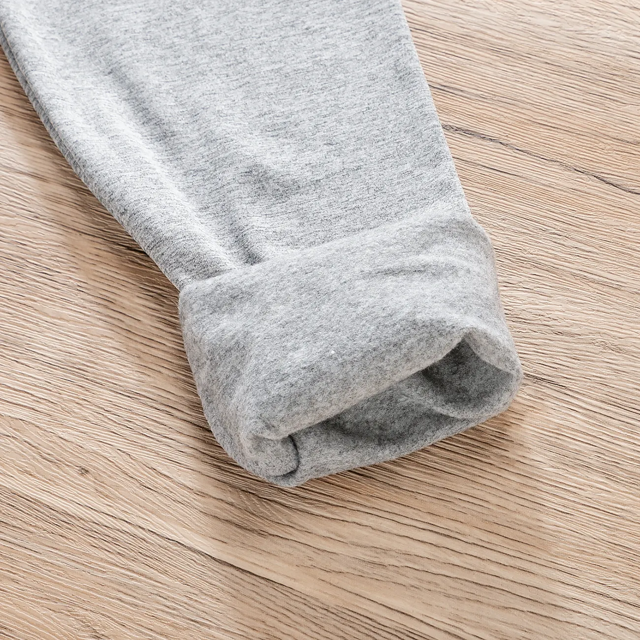 Bolinhas forradas de lã com estampa de borboleta infantil/leggings de cor sólida Cinzento big image 1