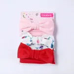 3-piece Baby / Toddlers Lovely Solid Polka Dots Floral Allover Combined Stretchy Headband Red