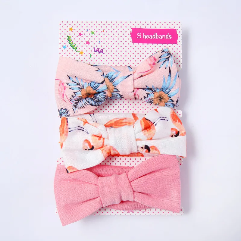 Faixa de cabeça elástica combinada de bolinhas sólidas lindas de bolinhas sólidas de 3 peças combinadas Multicolorido