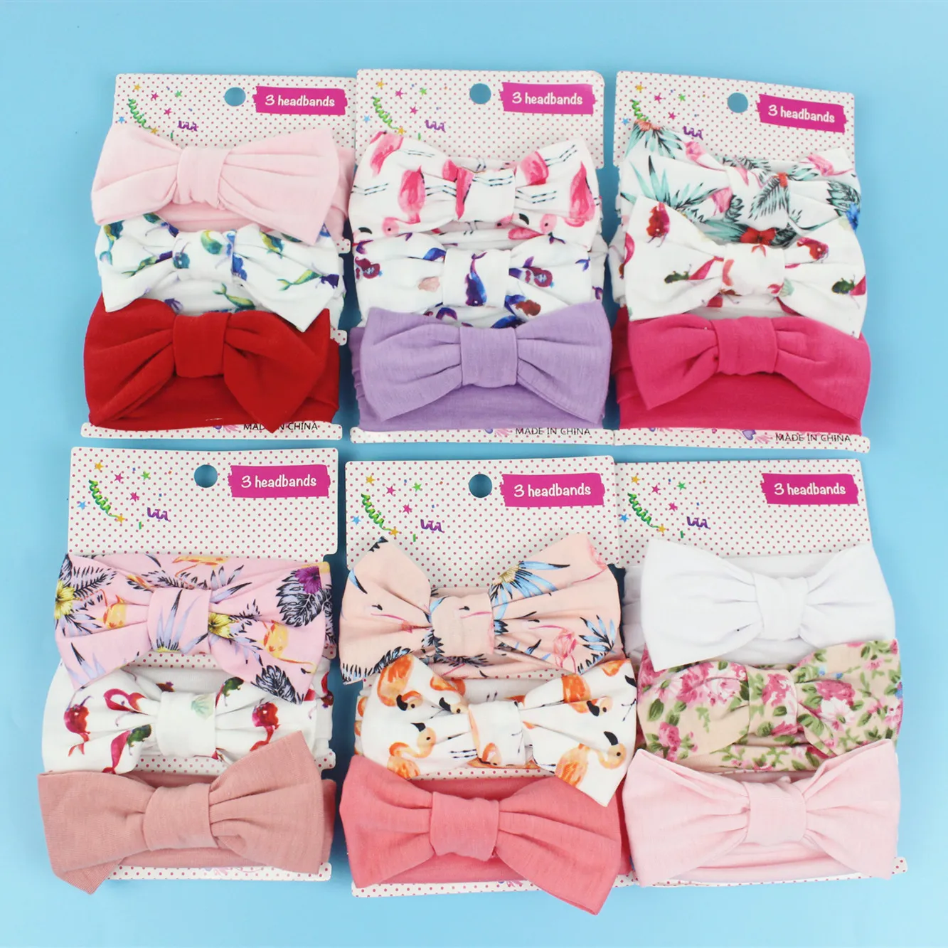 Faixa de cabeça elástica combinada de bolinhas sólidas lindas de bolinhas sólidas de 3 peças combinadas  image 3