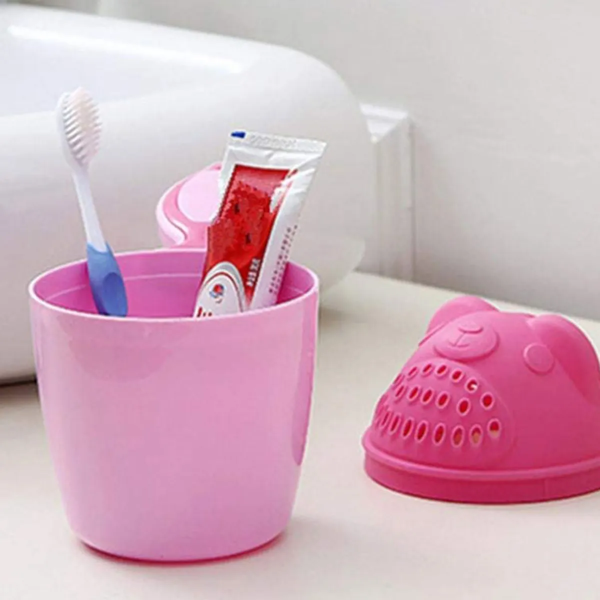 Bebê Banho Chuveiro Prático Shampoo Rinse Cup Lavagem Cabeça Bonito Baby Gift Rosa big image 1