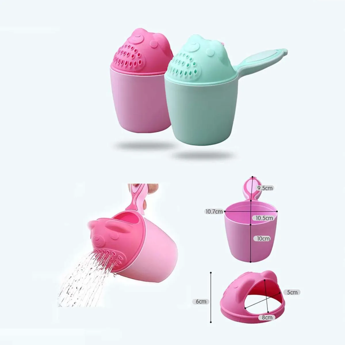 Baby Bath Shower Practical Shower Shampoo Rinse Cup Washing Head Cute Baby Gift Pink big image 1