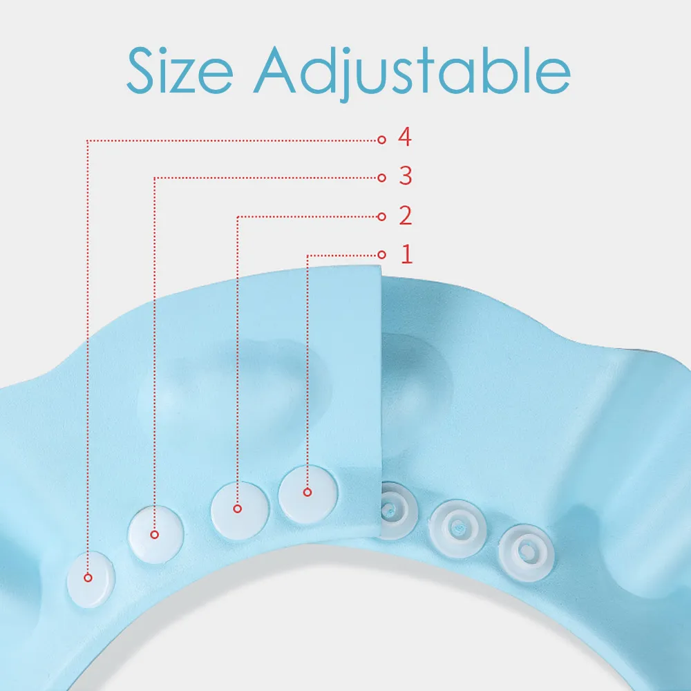 Baby Shower Caps Shampoo Cap Wash Hair Kids Bath Visor Hats Adjustable Shield Waterproof Ear Protection Eye Children Hats Infant Blue image 3