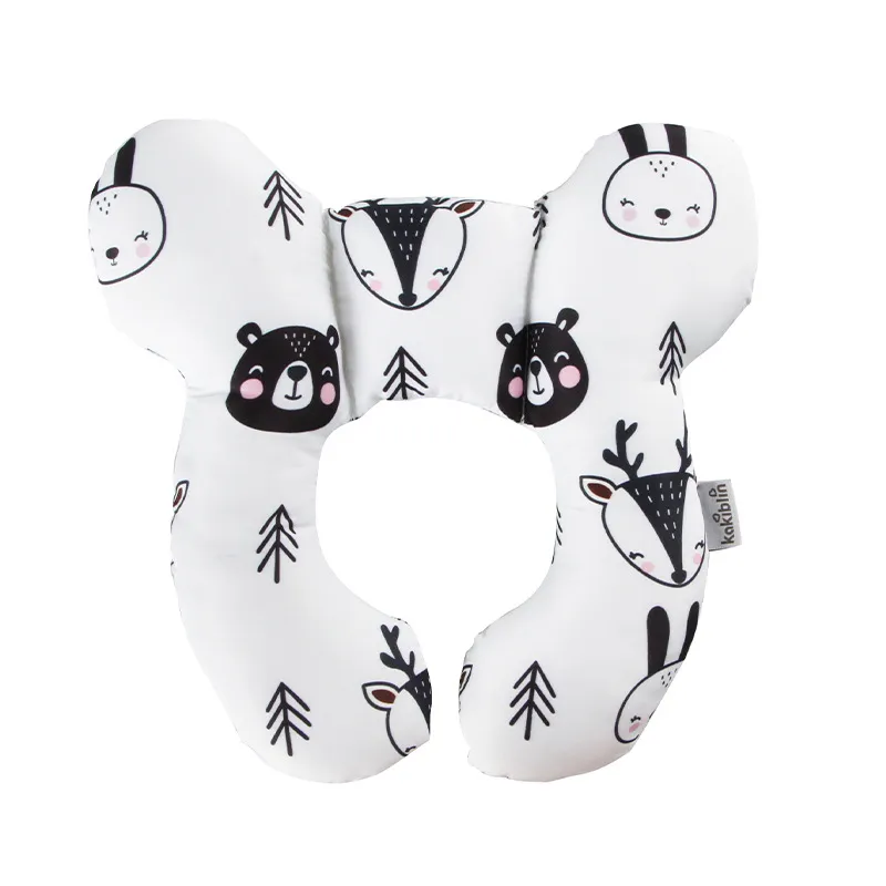 Cartoon Baby Travel Pillow Infant Head and Neck Support Pillow for Car Seat Pushchair Black/White big image 1