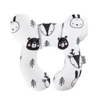 Cartoon Baby Travel Pillow Infant Head and Neck Support Pillow for Car Seat Pushchair Black/White