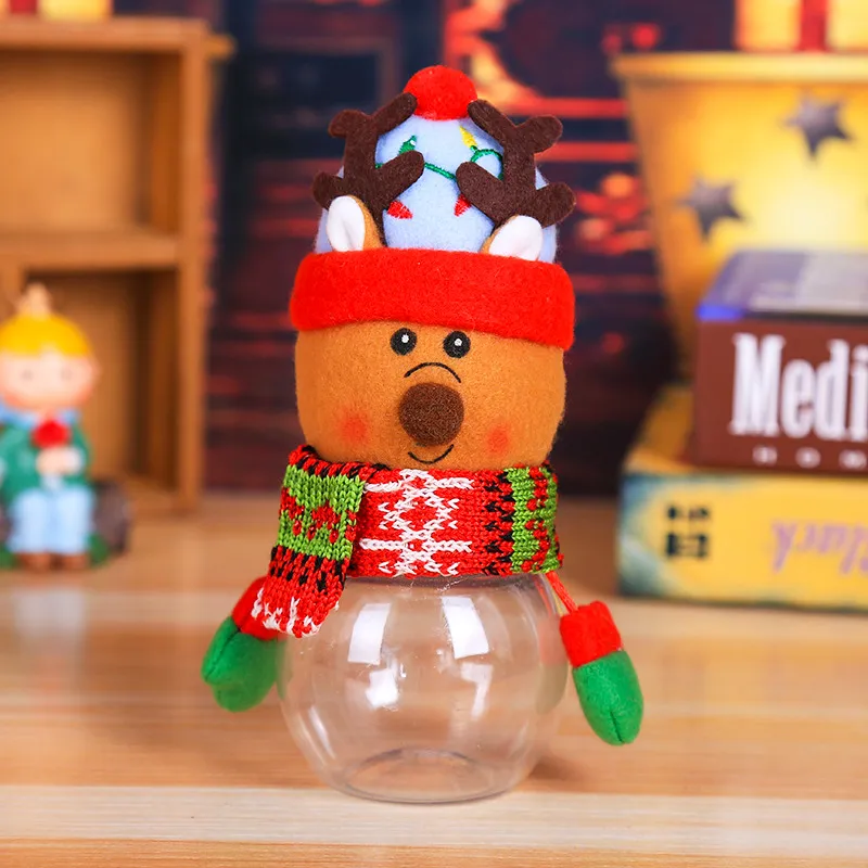 Santa Claus Snowman Candy Jar Christmas Gift Bags Chocolate Cookie Candy Storage Bottle Coral