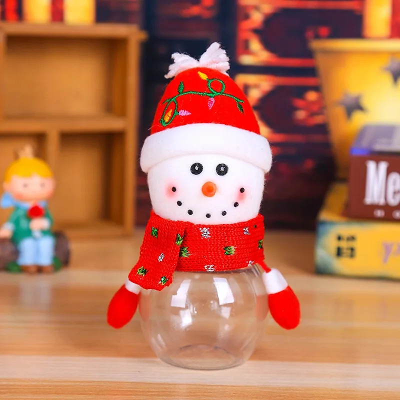 Santa Claus Snowman Candy Jar Christmas Gift Bags Chocolate Cookie Candy Storage Bottle Red/White
