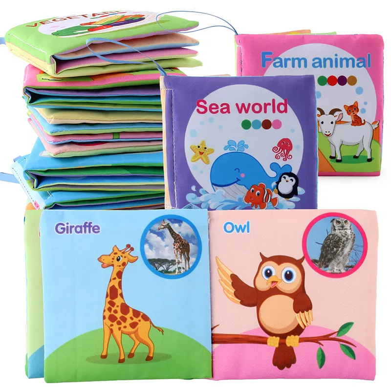 Livre de tissu de bébé Bébé Éducation précoce Cognition Ferme Animal Animaux végétaux Portant Transport Sea World Livre en tissu big image 4
