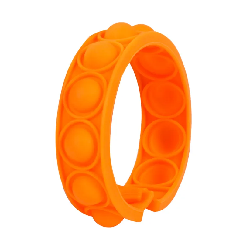 Kids Wristband Bracelets Toys Stress Relief Toy Fidget Sensory Toy Kids Silicone Play Educational Toy Orange