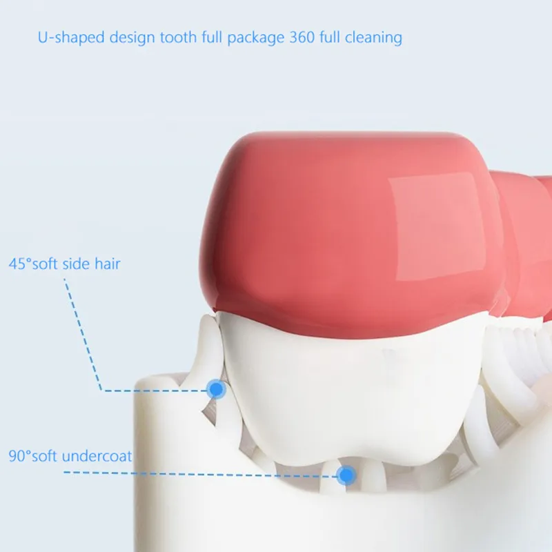 Kids Cartoon Donut Toothbrush with 360° U-Shaped Silicone Brush Head Manual Toothbrush Oral Cleaning Kids Training Teeth Cleaning Pink image 4