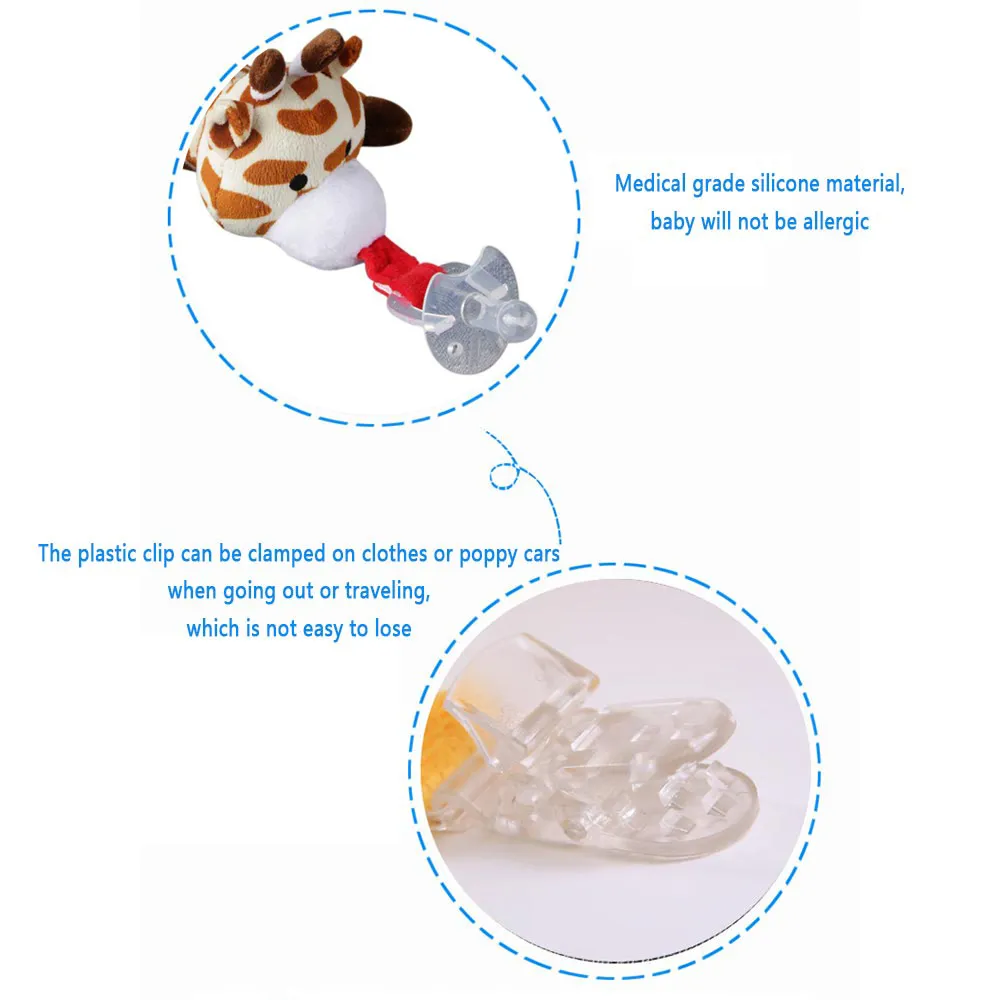 Soft Plush Toy Pacifier Holder with Detachable Pacifier for 0-40 Months  image 4