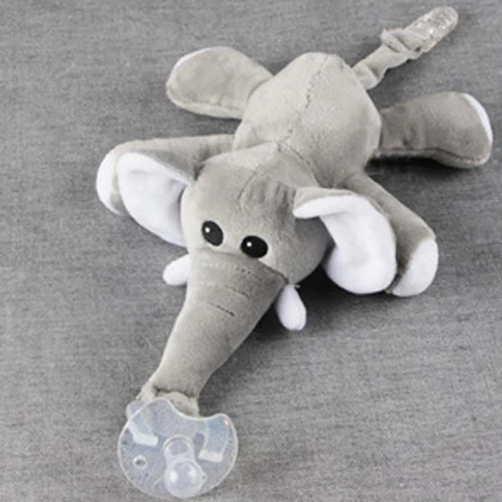 Soft Plush Toy Pacifier Holder with Detachable Pacifier for 0-40 Months Color-A