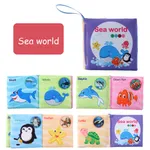 1Pc/6Pcs Baby Cloth Book Baby Early Education Cognition Farm Animal Vegetable Animals Wearing Transportation Sea World Cloth Book Purple