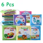 1Pc/6Pcs Baby Cloth Book Baby Early Education Cognition Farm Animal Vegetable Animals Wearing Transportation Sea World Cloth Book Multi-color