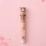Multicolor Ballpoint Pen 0.5mm, 10-in-1 Colored Retractable Cartoon Shuttle Ballpoint Pens for Office School Supplies Students Children Kids Gift Apricot
