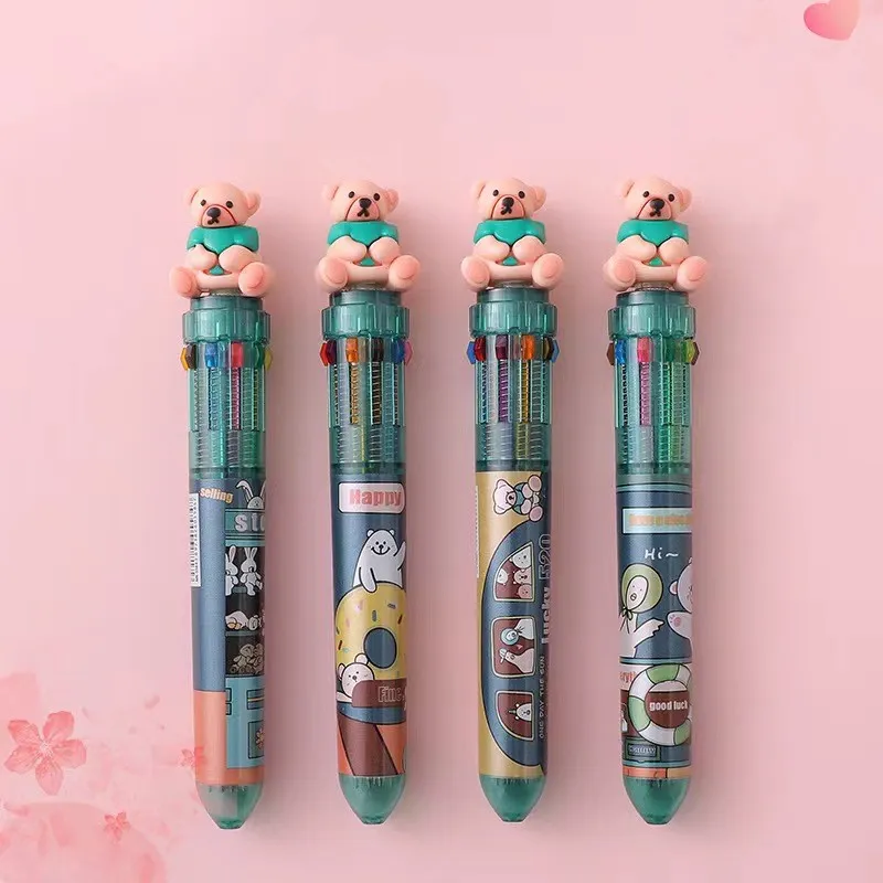 Bolígrafo multicolor 0.5mm, 10-en-1 Color retráctil Cartoon Shuttle Bolígrafos para Office Suministros escolares Estudiantes Niños Regalo para niños Verde oscuro