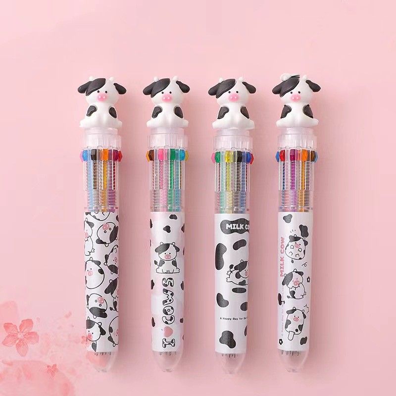 

Multicolor Ballpoint Pen 0.5mm, 10-in-1 Colored Retractable Cartoon Shuttle Ballpoint Pens for Office School Supplies Students Children Kids Gift