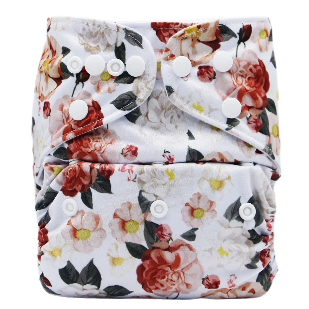 Fraldas de pano para bebê all over estampa floral tamanho único fralda reutilizável ajustável à prova d'água Cor-B