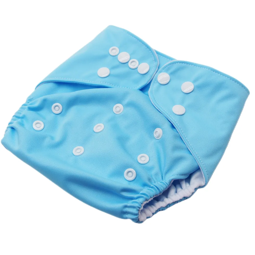 1pc Baby Snap Cloth Diapers Cartoon Elephant Print/Solid One Size Adjustable Reusable Waterproof Diaper big image 3