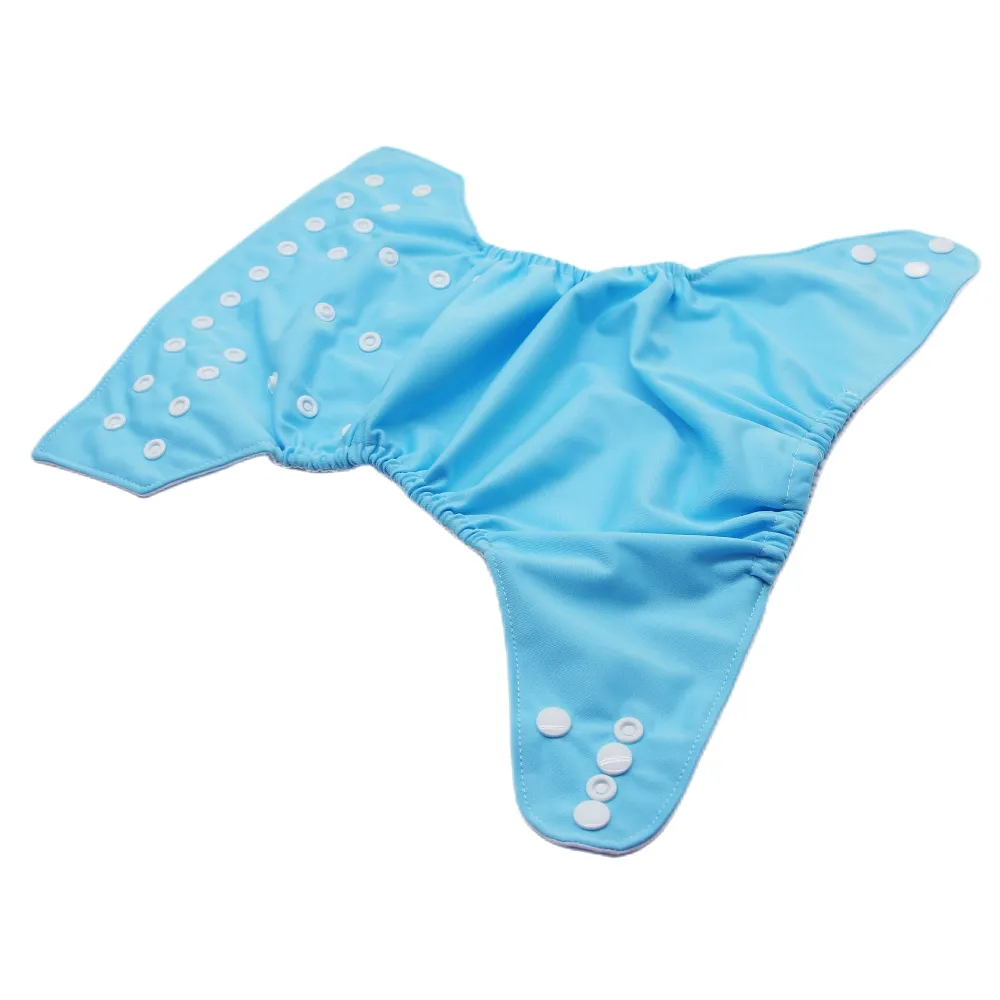 1pc Baby Snap Cloth Diapers Cartoon Elephant Print/Solid One Size Adjustable Reusable Waterproof Diaper big image 4