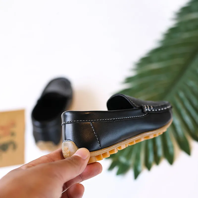 Toddler / Kid Solid Elegant Casual Leather Shoes Black big image 1