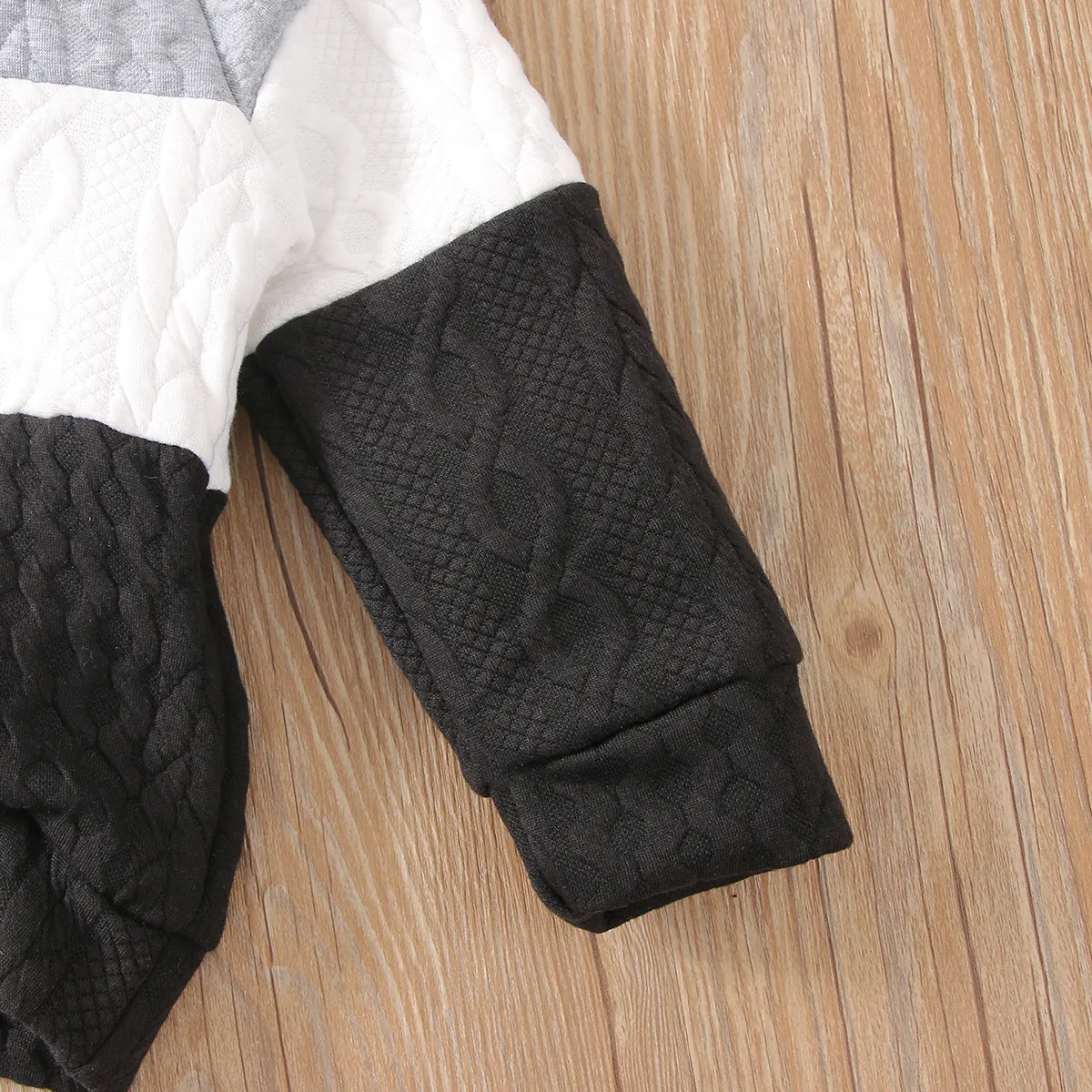 2-piece Toddler Girl/Boy Colorblock Hoodie Sweatshirt and Pants Set Grey big image 1