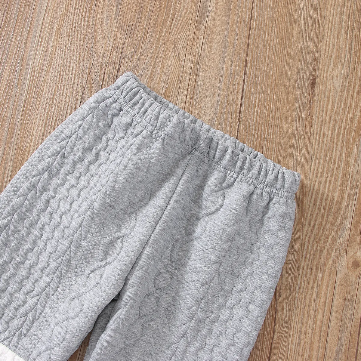 2-piece Toddler Girl/Boy Colorblock Hoodie Sweatshirt and Pants Set Grey big image 1