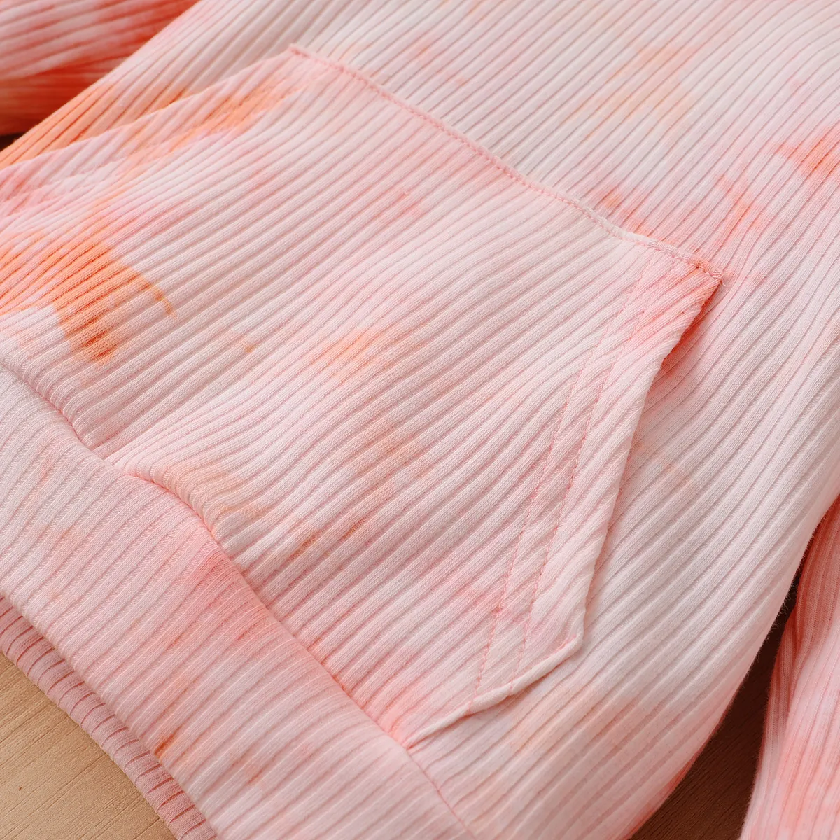 2-piece Toddler Girl/Boy Tie Dye Hoodie Sweatshirt and Pants Set Pink big image 1