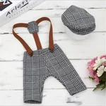 Baby Photography Props Cap Hat and Overalls Set Grey