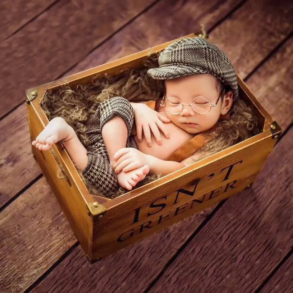 Baby-Fotografie-Requisiten, Mütze, Hut und Overall-Set braun big image 1