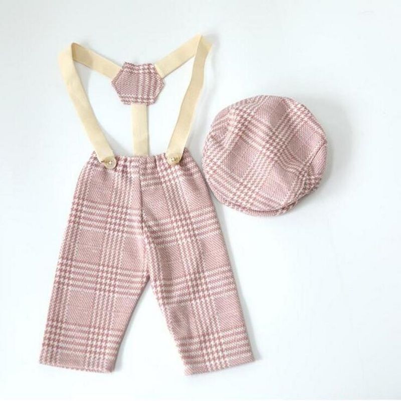 Baby Photography Props Cap Hat and Overalls Set