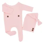 2PCS Baby Knitting Newborn Photography Props Crochet Baby Hats Pink