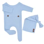 2PCS Baby Knitting Newborn Photography Props Crochet Baby Hats Light Blue