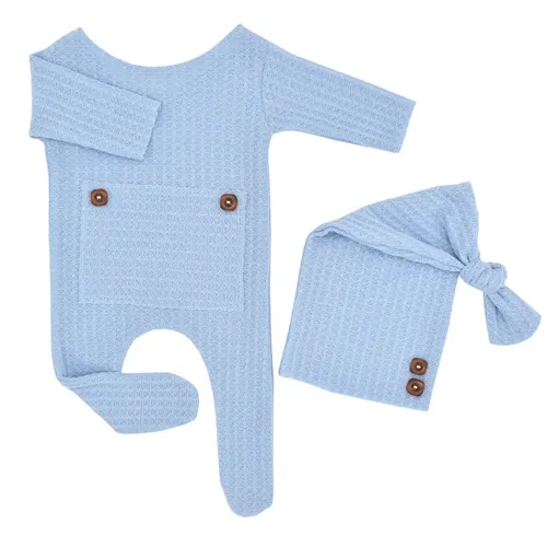 2 件裝嬰兒針織新生兒攝影道具鉤針嬰兒帽子