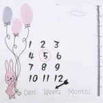 لطيف بالون أرنب طفل بطانية شهرية المولود الجديد نمو شهري معلما خلفية بطانية بطانية صور الدعائم نمو الرضع بطانية تذكارية  image 3