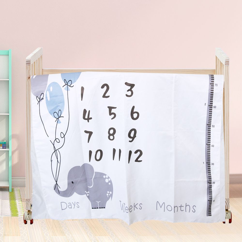 Cute Balloon Rabbit Baby Monthly Blanket Newborn Baby Monthly Growth Milestone Background Blanket Photo Props Infant Growth Memorial Blanket