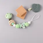 Silicone Teether Wood Beads Set DIY Baby Teething Necklace Toy Cartoon Koala Pacifier chain Clip Mint Green