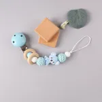 Silicone Teether Wood Beads Set DIY Baby Teething Necklace Toy Cartoon Koala Pacifier chain Clip Light Blue