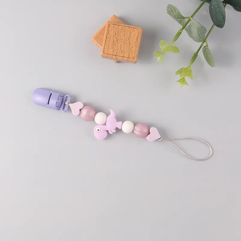 dinossauro desenho animado chupeta contas de silicone contas de alívio dentição mordedor brinquedos ou calmante, conjunto de presente de bebê  big image 1