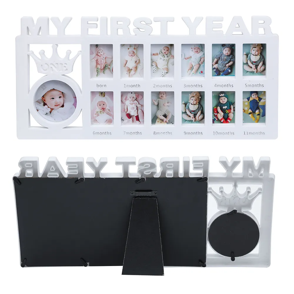 我的第一年相框嬰兒照片紀念品相框適合新生兒禮物的照片記憶 白色 big image 1
