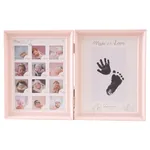 Baby Hand Stempelkissen Wasserzeichen Holz Fotorahmen Souvenir rosa