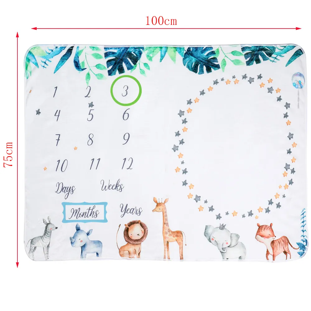 Newborn Month Blanket Baby Monthly Milestone Blanket Unisex Neutral Personalized Shower Gift with Photo Props Green/White big image 1