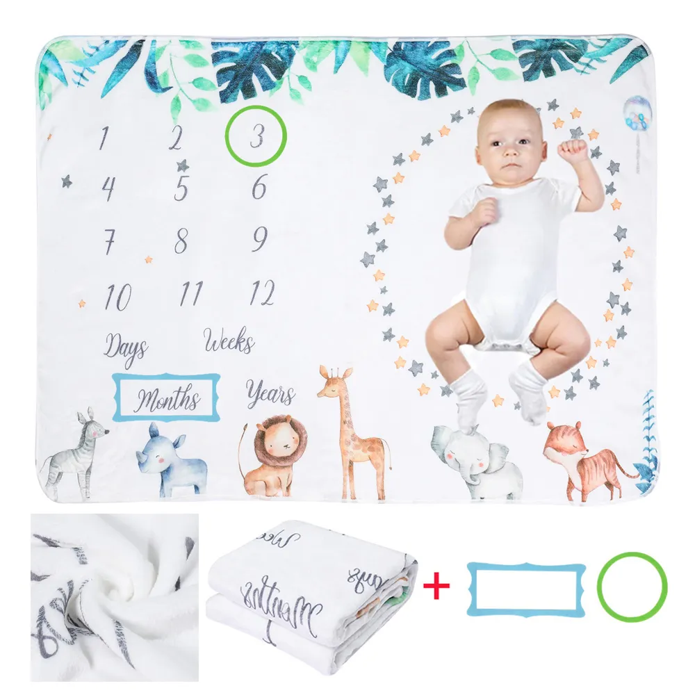 Newborn Month Blanket Baby Monthly Milestone Blanket Unisex Neutral Personalized Shower Gift with Photo Props  big image 6