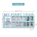 Mon cadre de première année Baby Picture Keepsake Frame pour les souvenirs photo pour les cadeaux de nouveau-né Bleu Clair