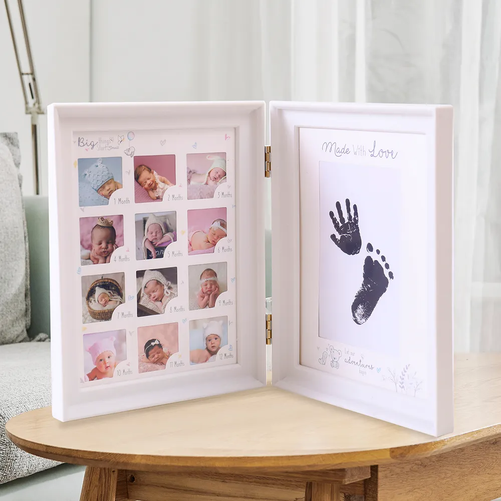 Newborn Baby Handprint and Footprint Ink Pad with Picture Frame and Display Stand   big image 2