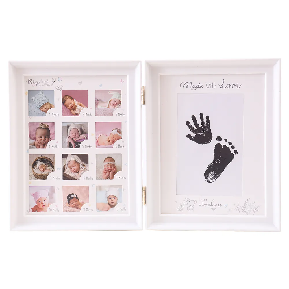 Newborn Baby Handprint and Footprint Ink Pad with Picture Frame and Display Stand big image 3