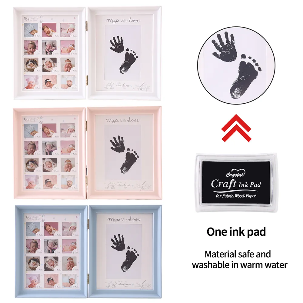 Newborn Baby Handprint and Footprint Ink Pad with Picture Frame and Display Stand big image 6